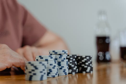 poker chips stacked on a table
