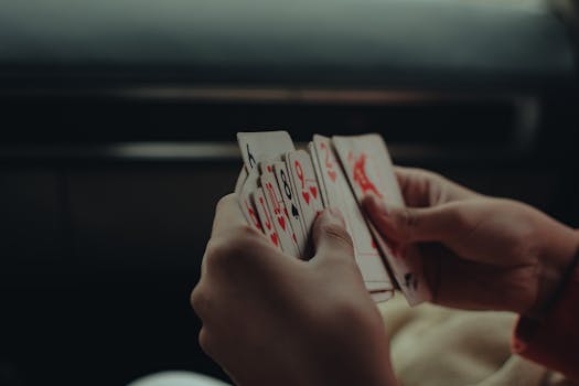 poker player analyzing hands