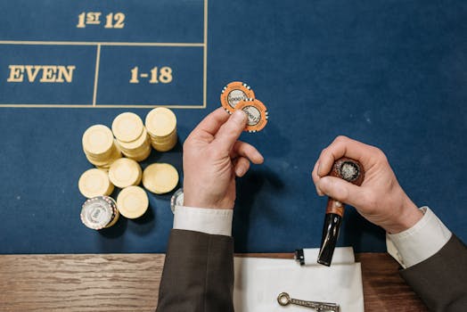 poker table with cards