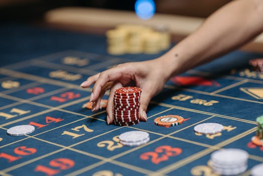 Poker table with players in action